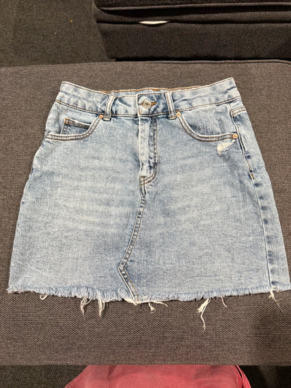 wild fable Light Blue Denim Mini Skirt with Frayed Hem